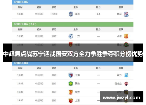 中超焦点战苏宁迎战国安双方全力争胜争夺积分榜优势